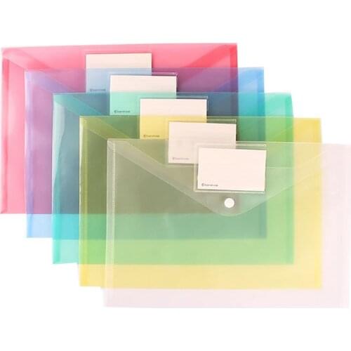 Dropshipping stationery supplies 12Pcs Waterproof Transparent Buttons Student File Bag Office Document Pouch