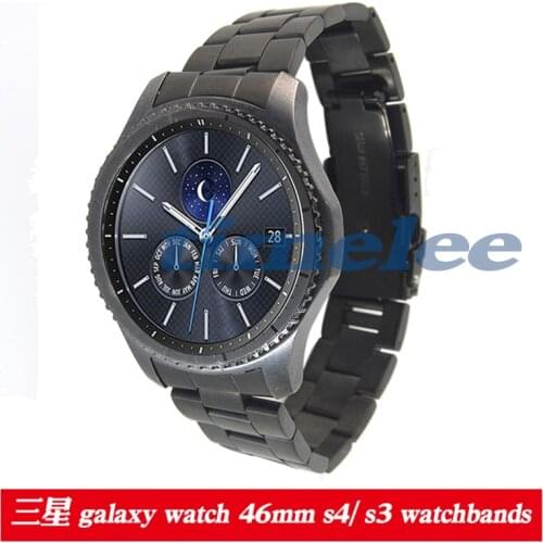 Stainless Steel Watchband for Samsung Galaxy Watch 46mm SM-R800 Sports Band Curved End Strap Wrist Bracelet Silver Black