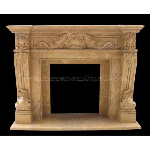 Carved stone fireplace surround English style custom made marble mantel