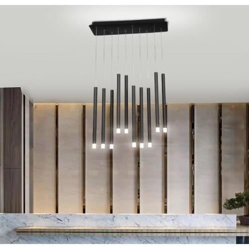 Modern Restaurant LED Chandelier Lighting Nordic Minimalist Black Hanging Lamp Shop Bar Counter Decoration Hanging Pendant Lamp