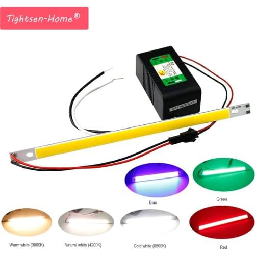 200x10mm LED Light source COB Strip bar Lamp+Driver DC 12-14V 10W 1000LM Green Red Blue Warm White Pure White for Light