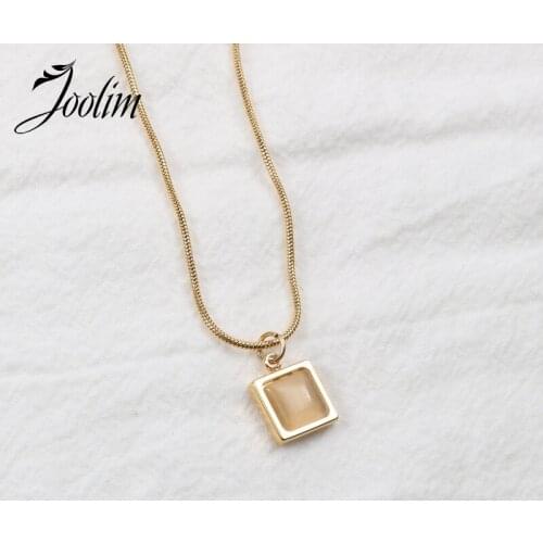 Joolim Jewelry PVD Gold Finish Entry Lux Moonstone Pendant Necklace Stylish Stainless Steel Necklace