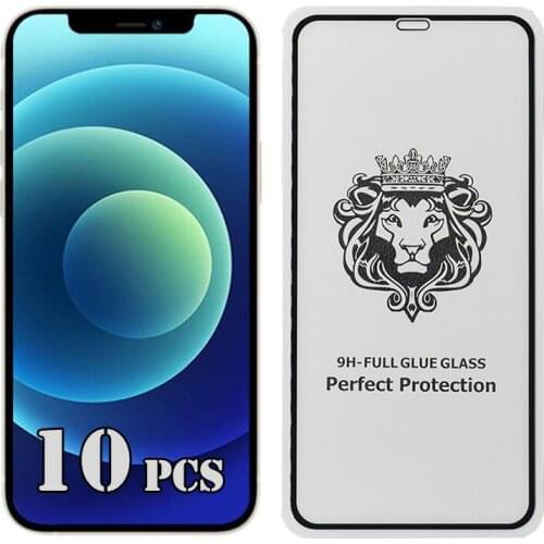 10pcs 9H Tempered Glass Full Glue Coverage Curved Screen Protector Film For iPhone 12 Mini 11 Pro Max XS XR X 8 7 6 6S Plus SE