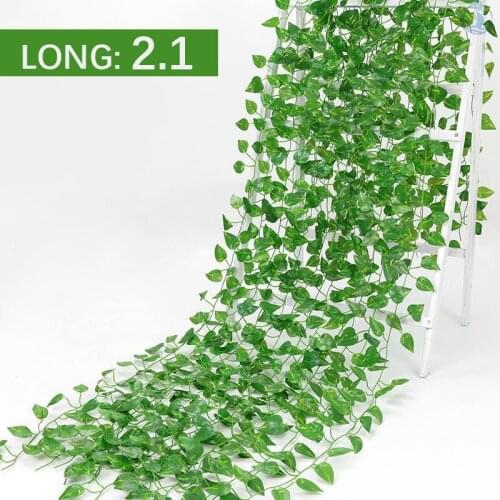 1Pcs 210Cm Green Silk Artificial Hanging Leaf Garland Plants Vine Leaves Diy For Home Wedding Party Bathroom Garden Decoration