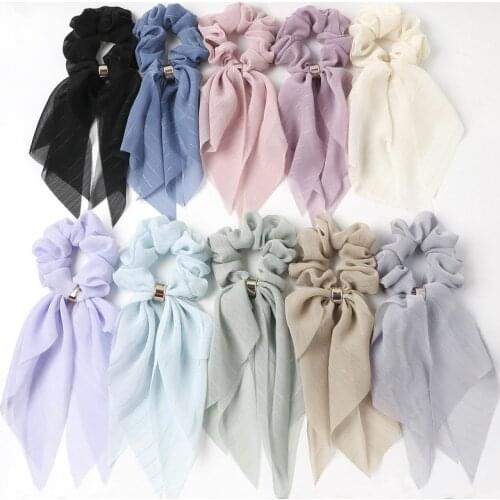 1PC Solid Color Women Scrunchie Hair Scarf Headwrap Long Ribbon DIY Hair Ties Elastic Hair Rubber Band Accessories Hair Ornament