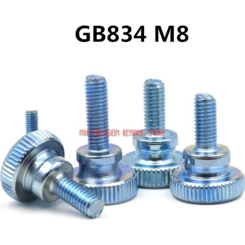 10pcs Gb834 M8 Carbon Steel Thumb Screw With Collar High Head With Knurling Manual Adjustment Screws Bolt M8*(10/12/16~50) Mm