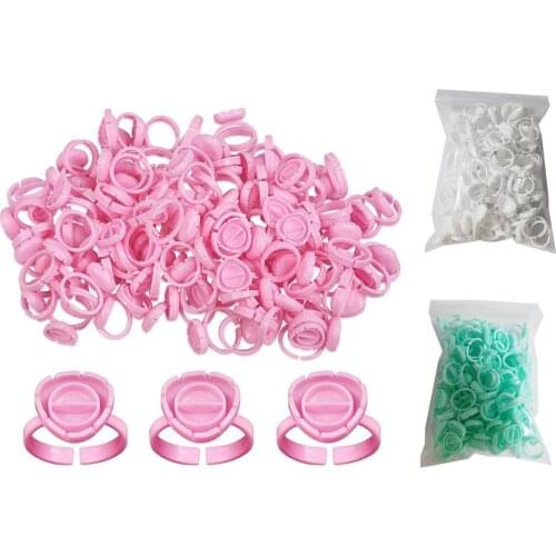 100Pcs/Pack 3 Color Disposable Ring Cup Tattoo Pigment Rings Holder Pallet Grafting Eyelash Glue Tray Adhesive Holder