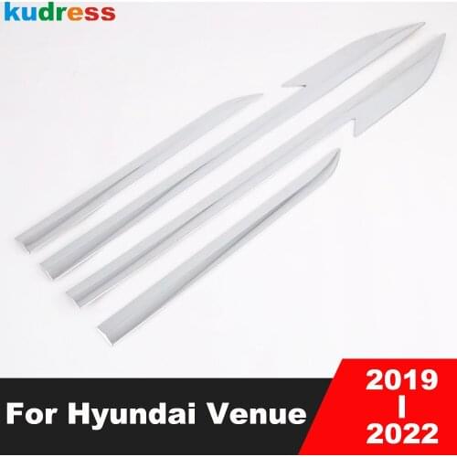 For Hyundai Venue 2019 2020 ABS Chrome Side Door Trim Cover Molding Strip Stream Panel Hoods Sticker Car Styling Accessories