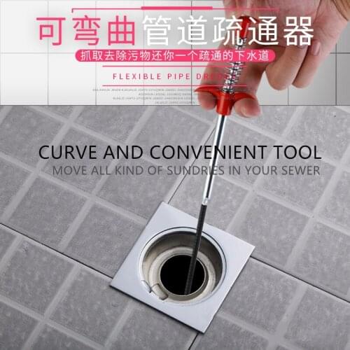 62.99 Inch Spring Pipe Dredging Tools,Drain Cleaner Sticks Clog Remover Cleaning Tools Dredge Sink Hair Brush and Kitchen Sink