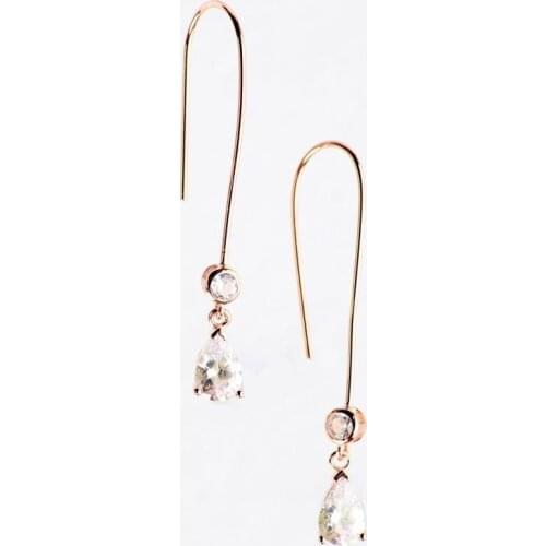 Rose Gold 925 Sterling Earrings with Drop Shaped Zircon Stone