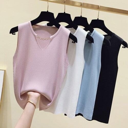 BOBOKATEER White Crop Top Knitted Tank Tops Women 2021 Fashion Womens Clothing Poleras Mujer Camisetas Haut Femme Topy Damskie