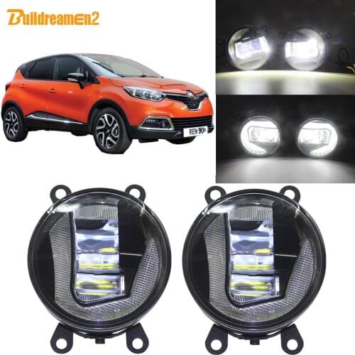 Buildreamen2 For Renault Captur 2013 2014 2015 2016 2017 Car Front Bumper LED Projector Fog Light + Daytime Running Light 12V