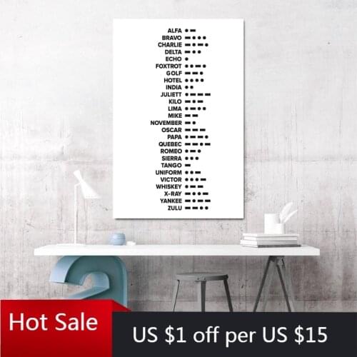 Alphabet Prints ABC Phonetic Spelling Morse Code Poster NATO ICAO Wall Art Picture Canvas Painting Home Room Wall Decor