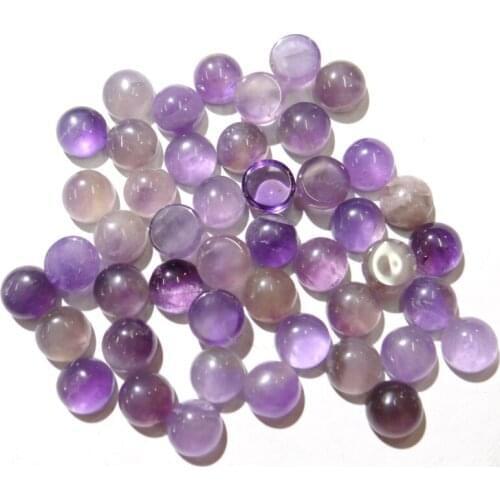 Wholesale 100pcs Natural stone crystal 6mm amethysts round Cabochon shape stones No Hole Beads for DIY Jewelry making
