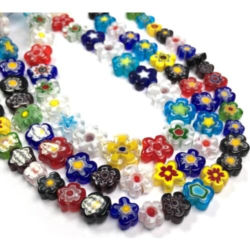 10 12mm Thousand Flowers Lampwork Glass Beads Plum Shape Loose Beads DIY Bracelet Necklace Jewelry Making Accessories