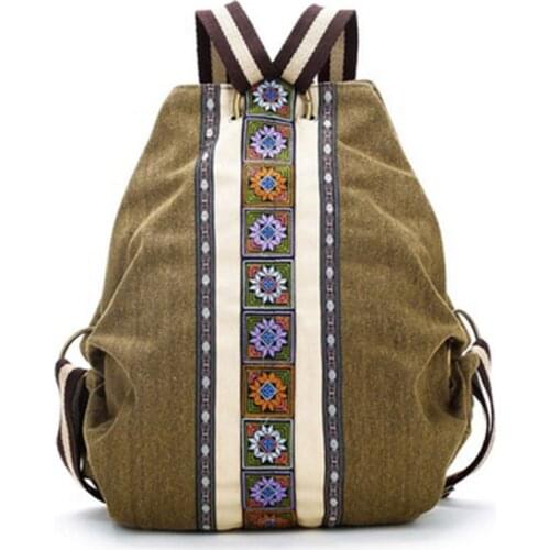 Tribal Ethnic Canvas Womens Backpack Pouch Hippie Shoulder Bag Girls Boho Rucksack