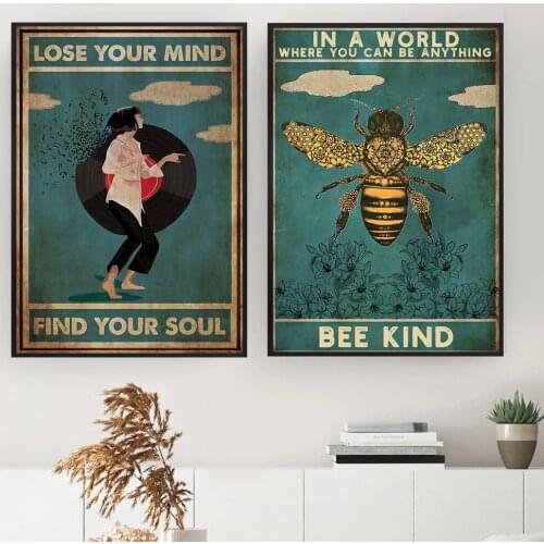 Canvas Painting Mental Be Kind Lose Your Mind Find Your Soul Poster Cool Wall Decoration Vintage Posters Wall Art Home Decor