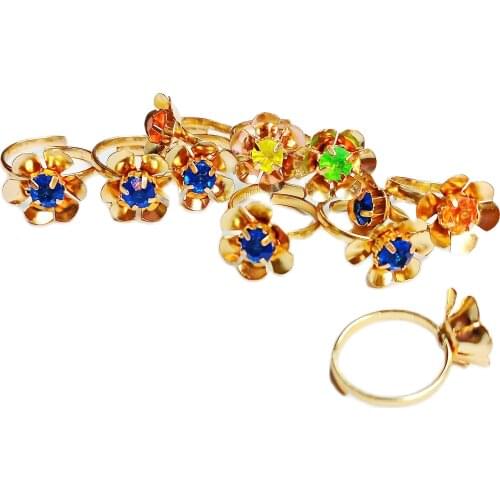 100 Piece Metal Gold Colour Gem Girl Rings Vending Machine Toys Filler Bags Pinata Birthday Party Favor Gift Prize carnival