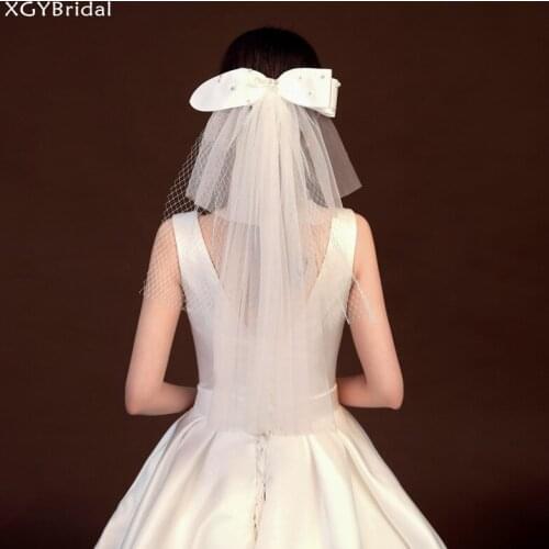 Short Satin Wedding Veils White Cut Edge Bridal Veil Two Layer With Hair Comb Wedding Accessories