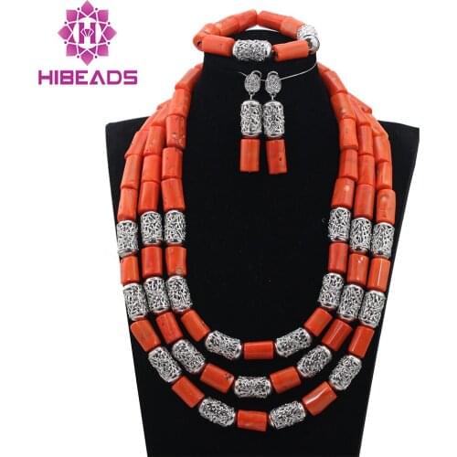 Best Sale Fuchsia Mix Blue Nigerian Wedding Beads Charming African Plastic Necklace Sets Handmade Design Free Shipping QW898