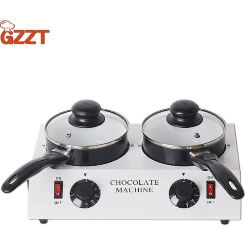 GZZT Chocolate Melting Machine 2 Pots Non Stick Sugar Butter Cheese Melter Stove 80W Heating Cooking Cylinder with Glass Cover