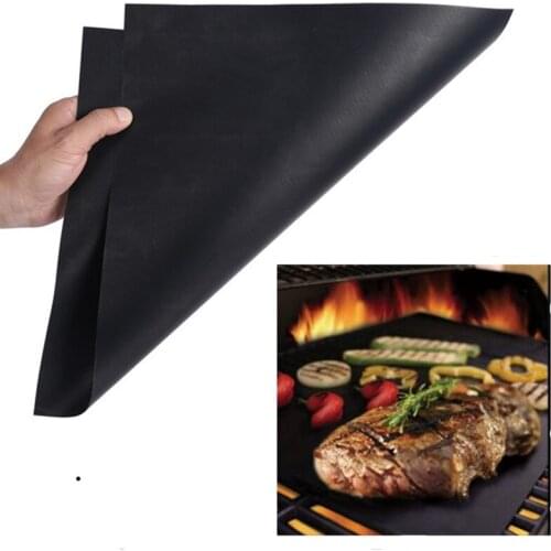 2 pcs/set Reusable Non-Stick BBQ Grill Mat Pad Baking Sheet Meshes Portable Outdoor Picnic Use Easy Clean Cooking Barbecue Tools
