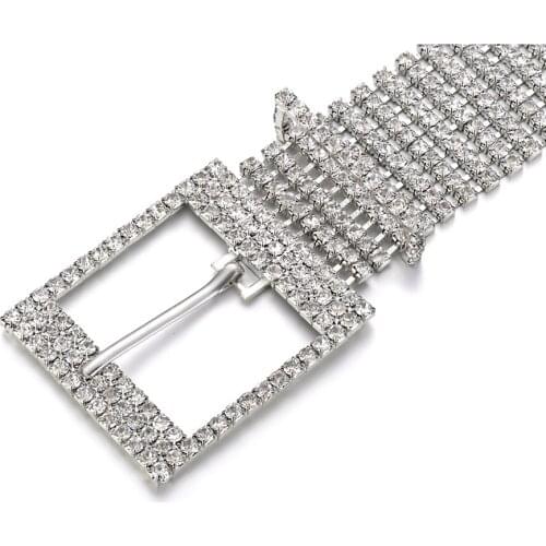 Bling Crystal Rhinestone Chain Waist Buckle Belt Fashion Dress Accessories