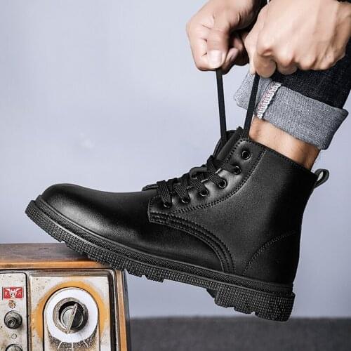 Black Boots for Men Male Ankle Boots for Motorcycle Dr Martens Mens Boots Biker Boots Men Designer Boots Chopper Boots Fashion