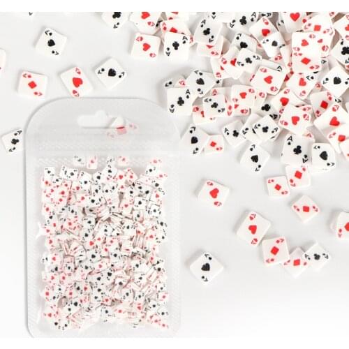 10g Soft Clay Tiny Poker Card Style Polymer Flakes Slices For Nail Art Decorations Mixed Heart Spades Nails Accessories RK140143