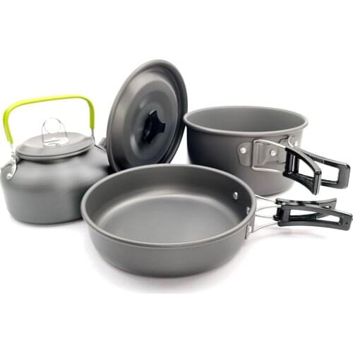 3-4 person Outdoor Cookware Set Camping Cooking Set Pot Pan 0.8L Kettle
