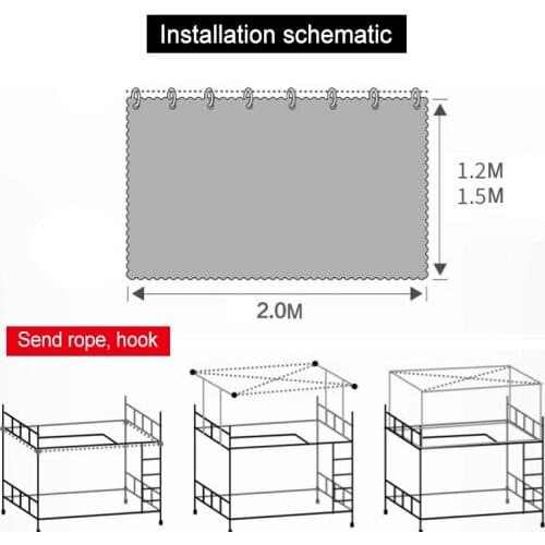 Printed Dormitory Bed Curtain With Rope & Clasp College Single Bed Shade Cloth for Bunk Bed 2x1.2m/2x1.5m HFing