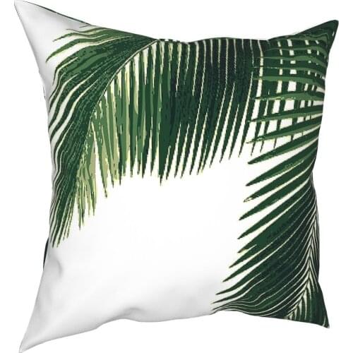 Tropical Palm Leaves Pillow Cover Decoration Leaf Green Cushions Throw Pillow for Car Polyester Double-sided Printing Novelty