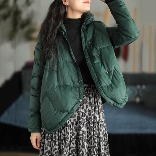 New White Duck Down Short Winter Jacket Ladies All-match Commuter Stand Collar Loose Fashion Warm Womens Down Coats e556