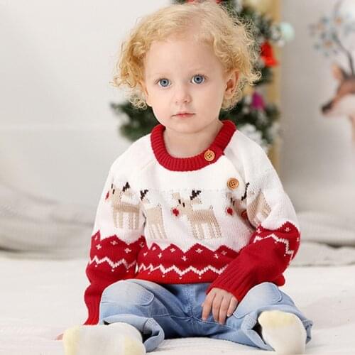 2020 Autumn Winter Boy Girl Christmas Elk Long Sleeve Cartoon Knitted Sweater Boys Girls Sweaters For Baby Girls Kids Sweaters