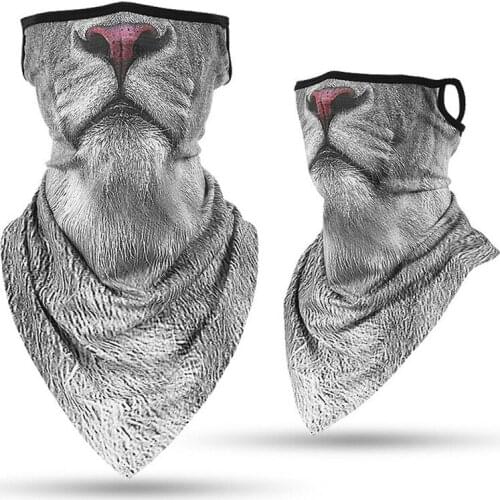3D Animal Print Unisex Hiking Scarves Headwear Ear Hook Face Scarf Rave Bandana Neck Tube Headband For Women Men