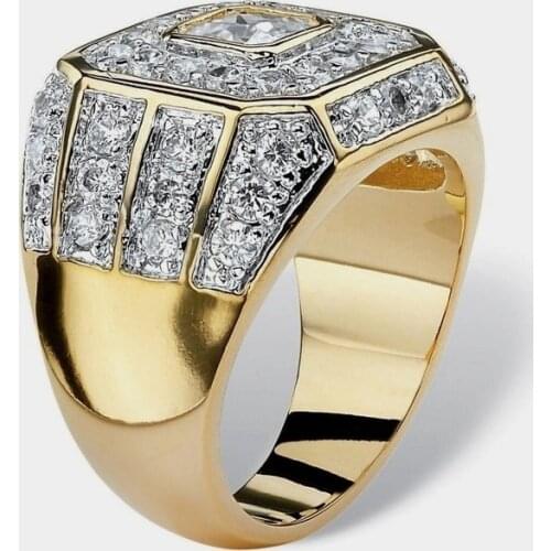 Luxury Mens Fashion Accessories 18K Gold Ring White Sapphire Diamond Jewelry Embellishment Engagement Party Wedding Band Rings