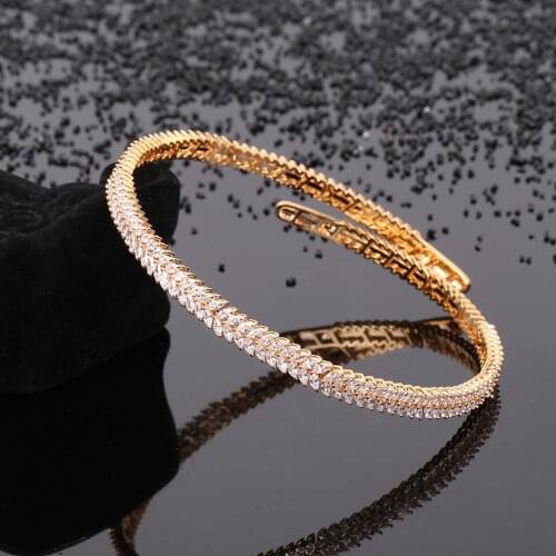 Luxury Romatic Womens Choker AAA Cubic Zircon Chic All Match 3 Plating Color Open Design Adjustable Choker Necklace Jewelry