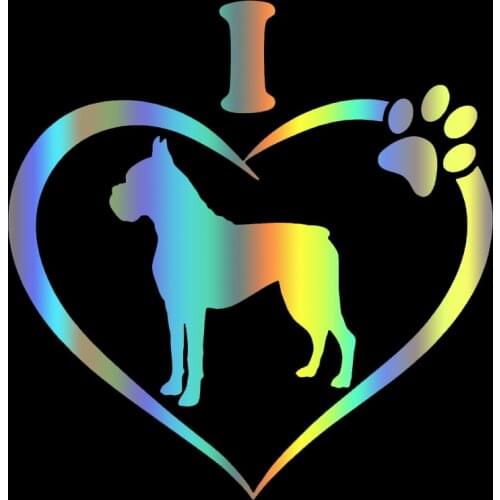 S51520 Various Sizes/Colors Car Stickers Vinyl Decal I Love My Boxer (Cropped Ears) Dog Animal Motorcycle Decorative Accessories