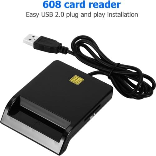 USB Smart Card Reader Lightweight Bank Card IC ID SIM TF Card Reader Bank Office Working Accessories for Windows 10, 8, 7, Vista