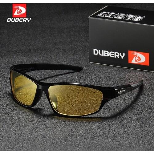 DUBERY 2019 Brand Polarized Night Vision pilot Sunglasses Mens Retro Male Sun Glasses For Men Cool Luxury Mirror Shades Oculos