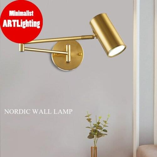 Modern Adjustable Swing Long Arm LED Wall Lamp Warm/Cold Lighting Wall-mounted Household Bedside Lighting Wall Sconce