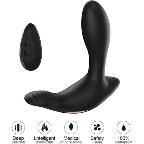 Multiple speed Prostate vaginal heating vibrating massager remote male control anal butt plug Silicone waterproof Adult sex toys