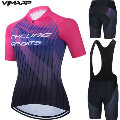 VIMAAP Women 100% Polyester Bicycle Clothes Summer Short Sleeve Bike Clothing Ropa Ciclismo Cycling Jersey Set Cycling Clothing