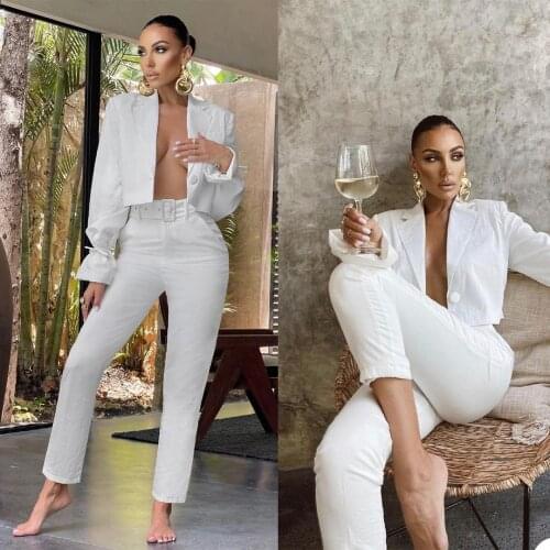 Ivory Linen Customized Women Tuxedos Suits Street Shot Lady High Waist Pants Suit Wear Prom Party Business Blazer 2 Pieces