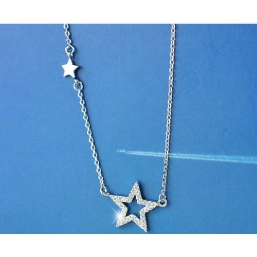 925 Sterling Silver star zircon Necklaces & Pendants For Women High Quality Sterling-silver-jewelry