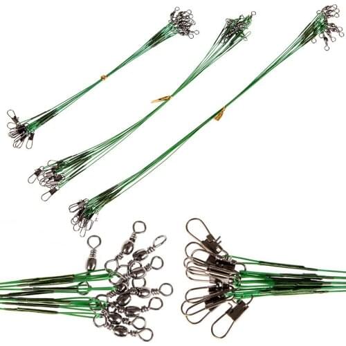 10pcs Anti-bite Fishing Line High Carbon Steel Wire Leader fishing tackle box fishing gear accessories Connector copper swivel