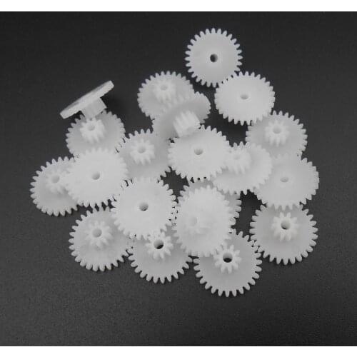 20PCS 0.5 Modulus 0.5M Double Gear Reduction Bilayer Gears 28 Teeth + 10 Teeth Aperture 2.05mm 2B Loose Fitting 28T 10T *FD940