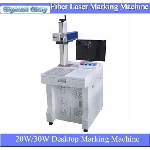 20w 30w Raycus fiber laser marking machine with computer work size optional fast speed