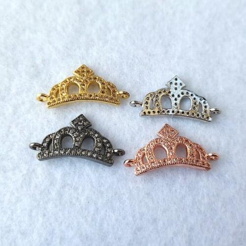 5 Pcs Handmade Charm Micro Pave Cubic Zirconia imperial crown Connector Beads DIY Bracelet Accessories Jewelry Making CT550
