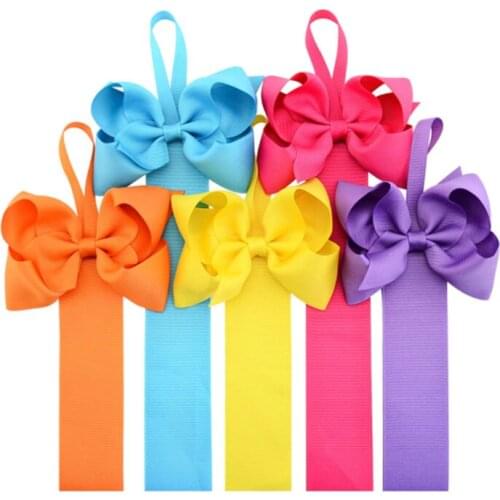 5pcs/packe Girls Lovely Hair Headwear Bow Holder Multicolor Sweet Handmade Long Hair Clip Organizer Ribbon Headbands For Girls
